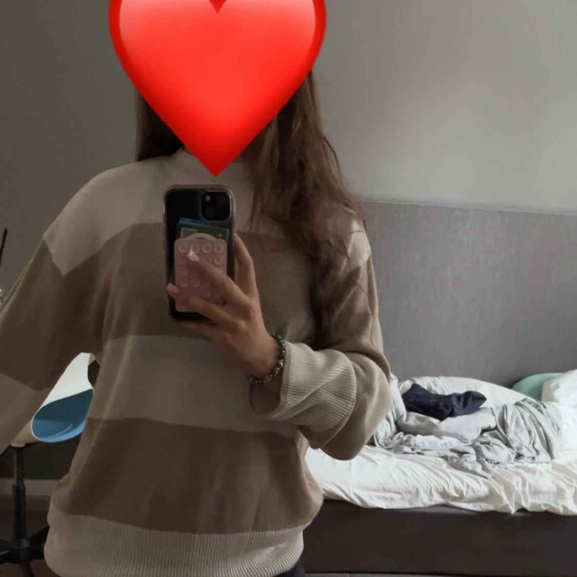 Randig beige och vit stickad tröja H&M - 3