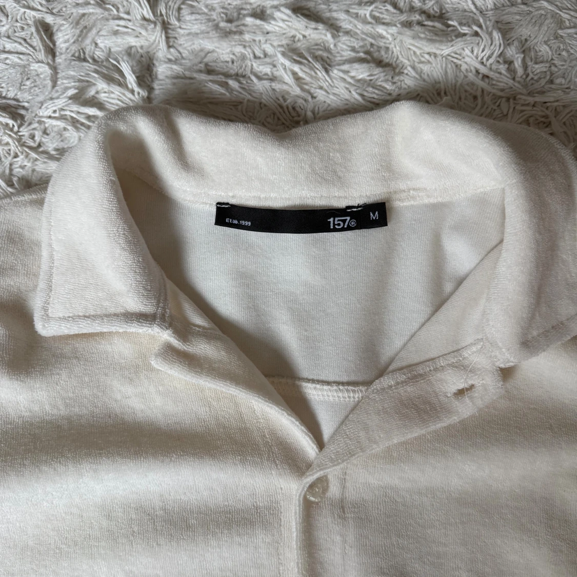 Vit långärmad skjorta i frotté - 1