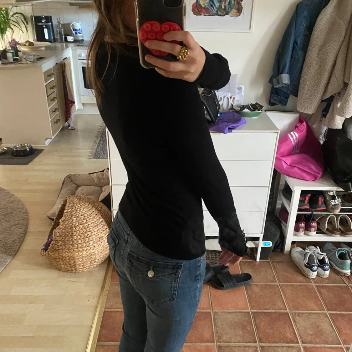 Svart långärmad tröja med knappar - 1