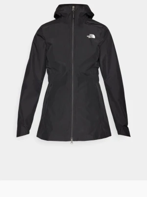  The North Face parka shell jacka - Säljer en svart regnjacka från The North Face med huva och hel dragkedja framtill. Jackan har en stilren design med logga på bröstet och är tillverkad i slitstark polyester. Perfekt för blöta dagar och outdoor-äventyr.