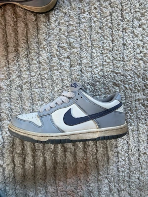 Nike skor - Säljer nu ett par vita/ blåa skor från Nike. Säljer dom på grund av att dom är för små. Nypris ca 1200, Skriv om frågor😃