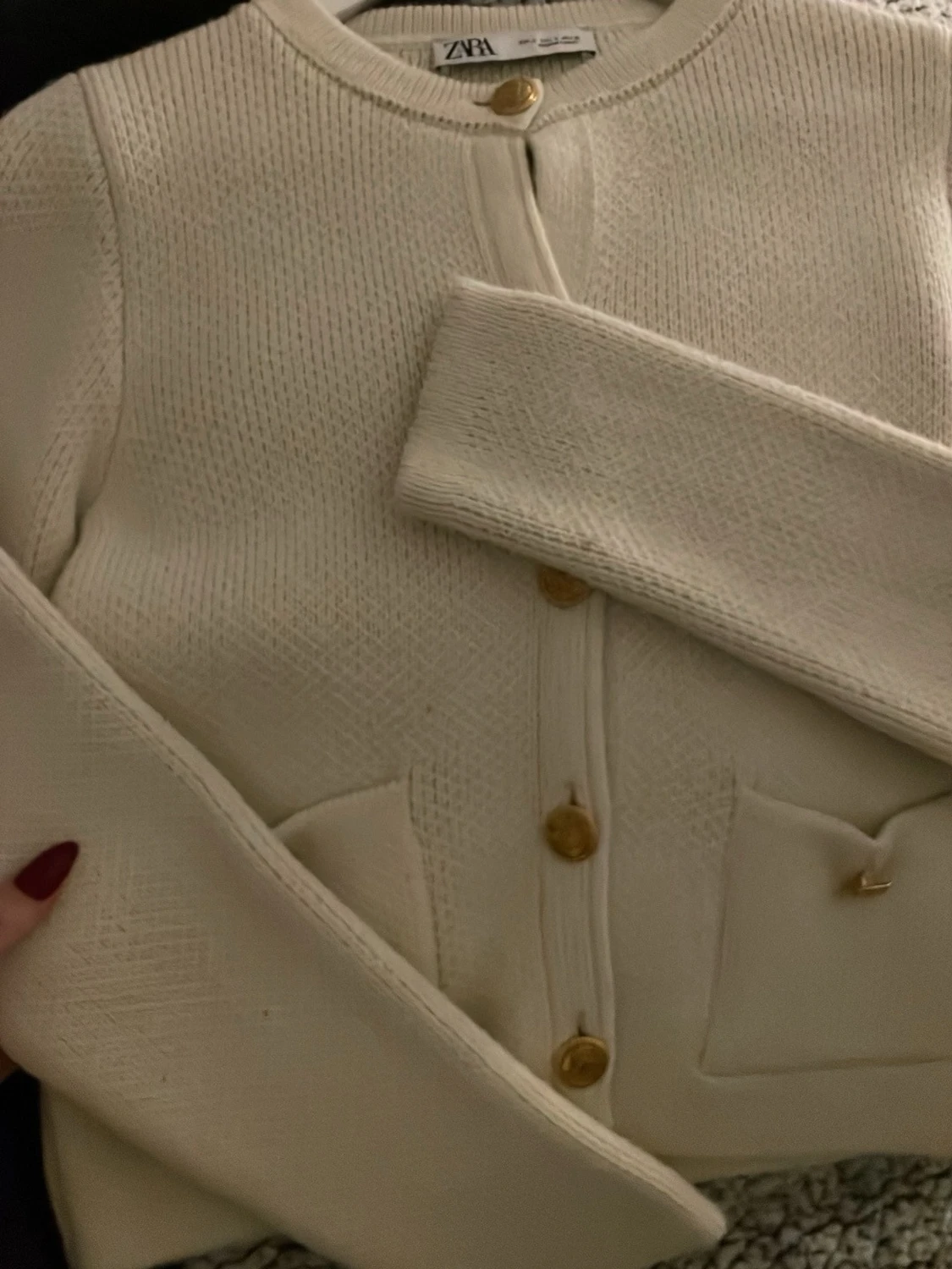 Vit stickad kofta från Zara S - 1