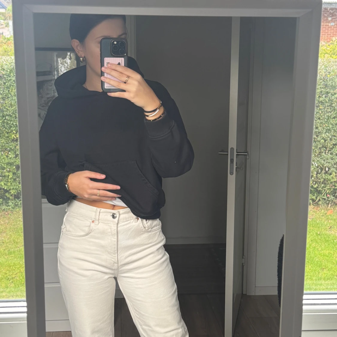 Vita raka jeans med hög midja