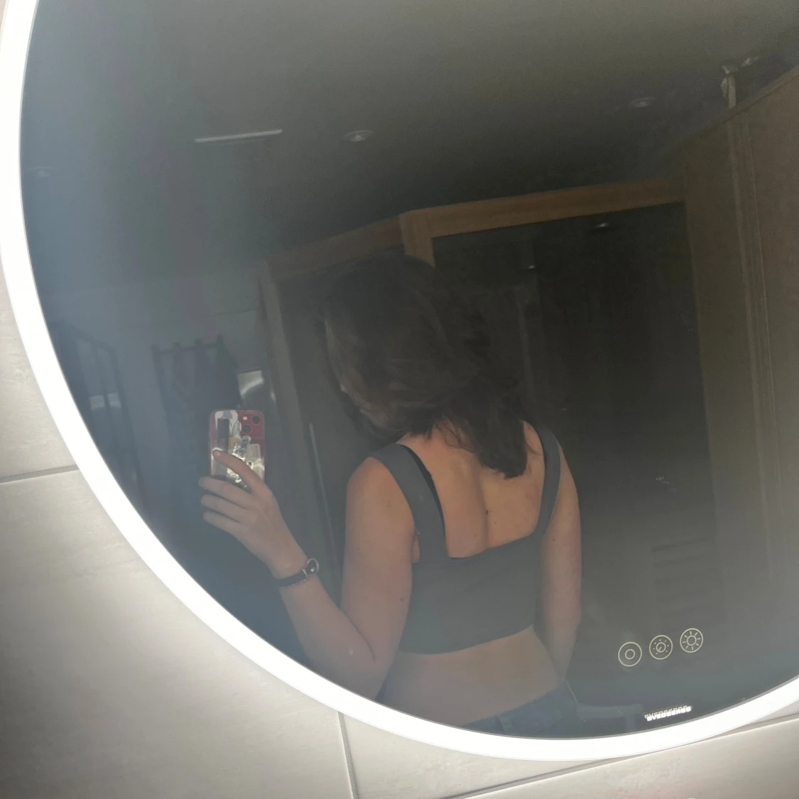 Mörkgrå ribbad croppad linnetopp - 1