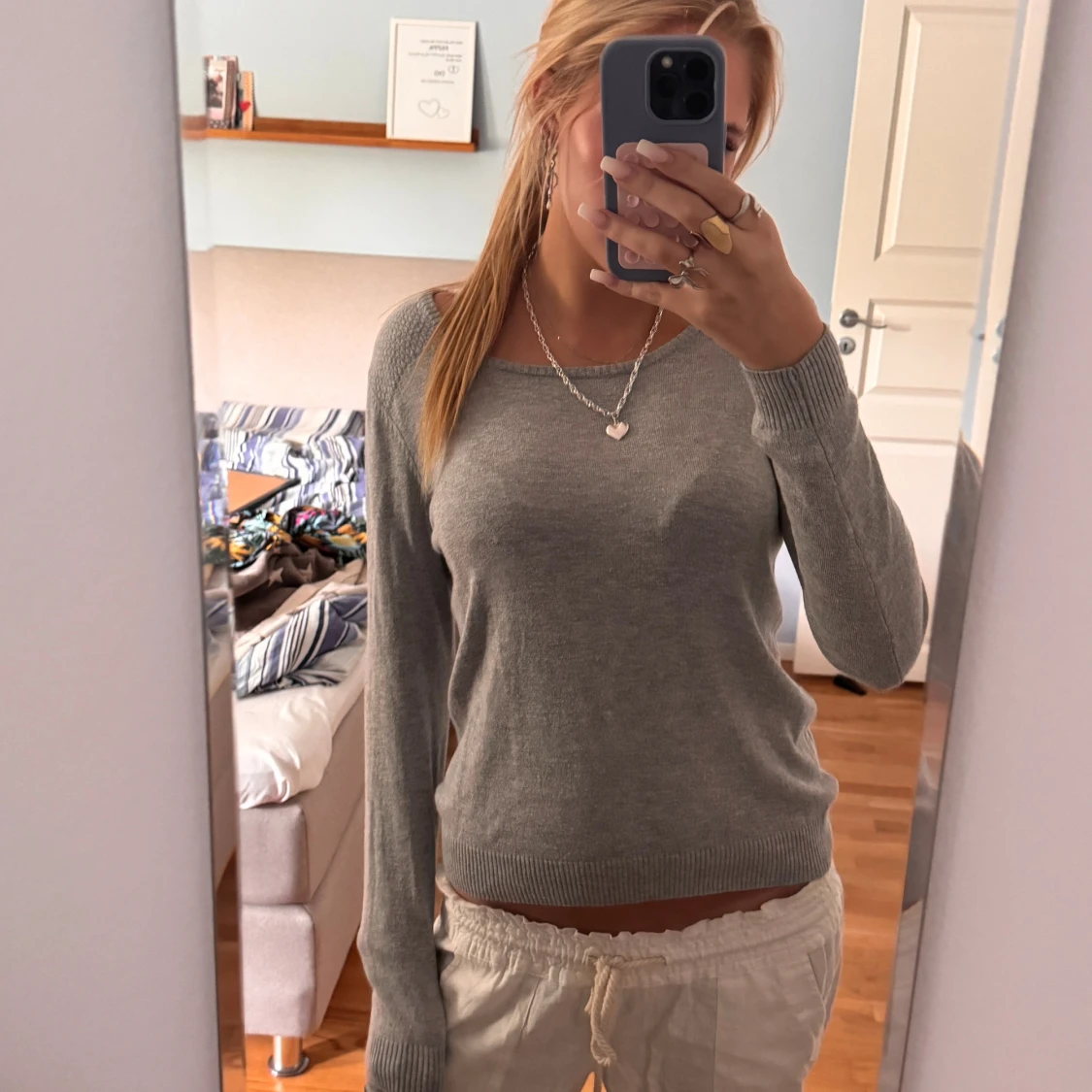 Grå stickad tröja❣️