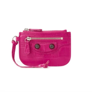 Balenciaga - Balenciaga Le Cagole Coin Wallet. lipstick pink croc embossed leather. 