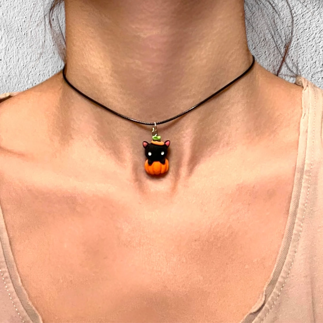 Choker katt pumpa Halloween Halsband  - 3