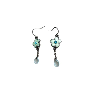 Blomm-örhängen/ örhängen stenar - Söta ljusblå blomm-örhängen med stenar