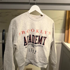 Grå sweatshirt Brooklyn Academy - Snygg grå sweatshirt med tryck i rött och mörkblått där det står 'Brooklyn Academy'. Den är från GinaTricot.