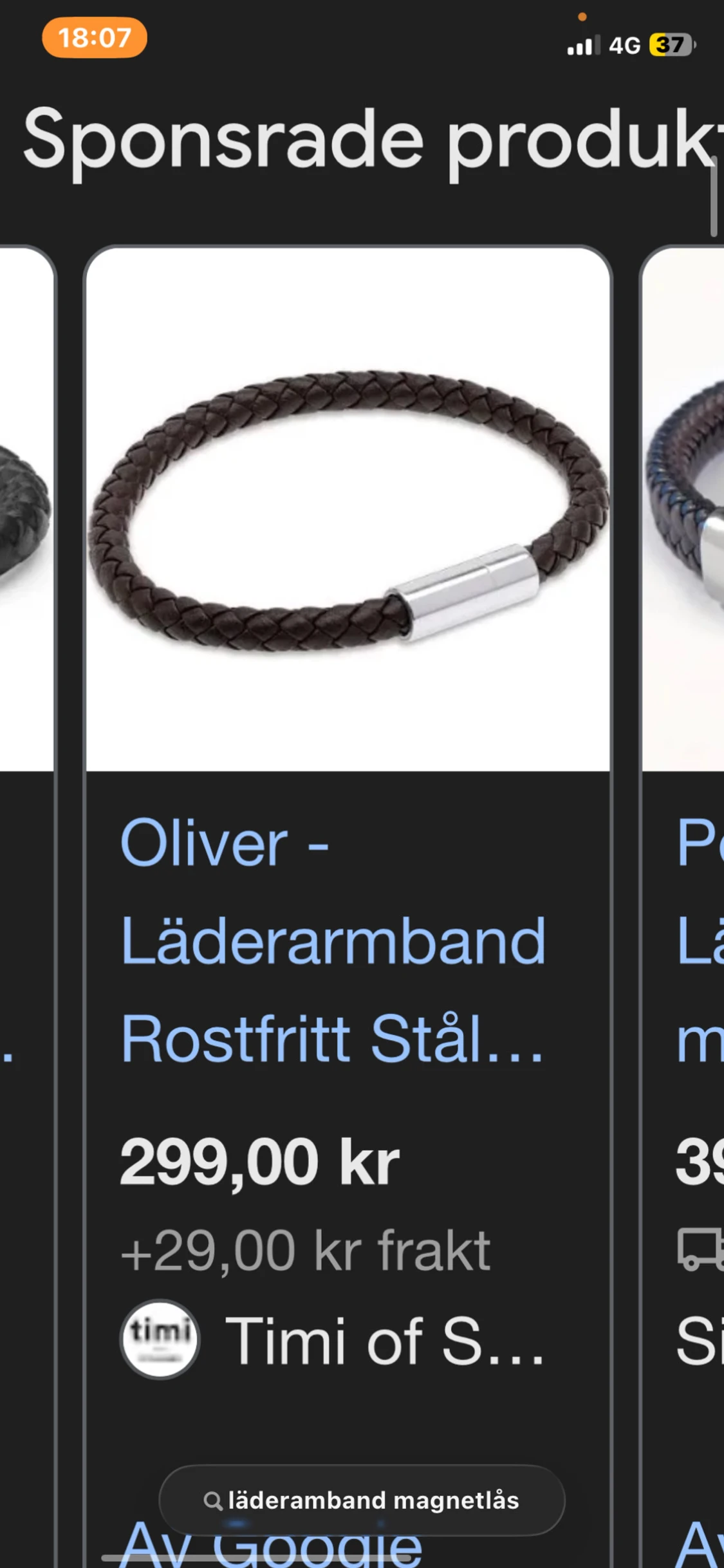 Brunt flätat läderarmband Oliver