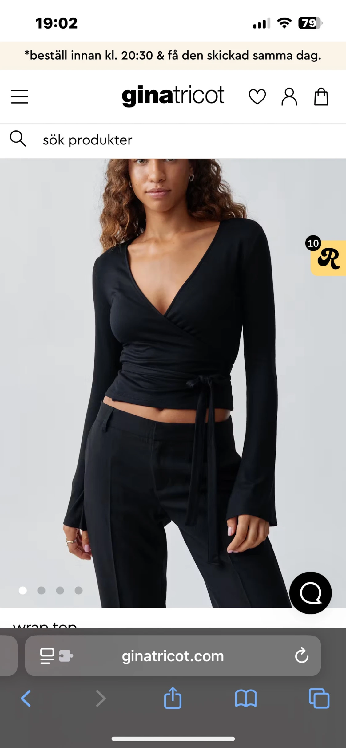 Svart omlottopp från Gina Tricot  - 1