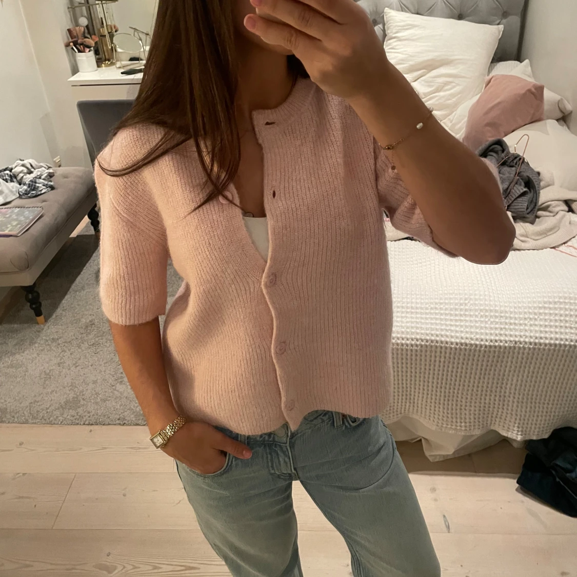 Ljusrosa kofta från Gina Tricot