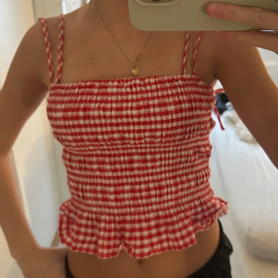 Rödrutig topp från h&m - 1