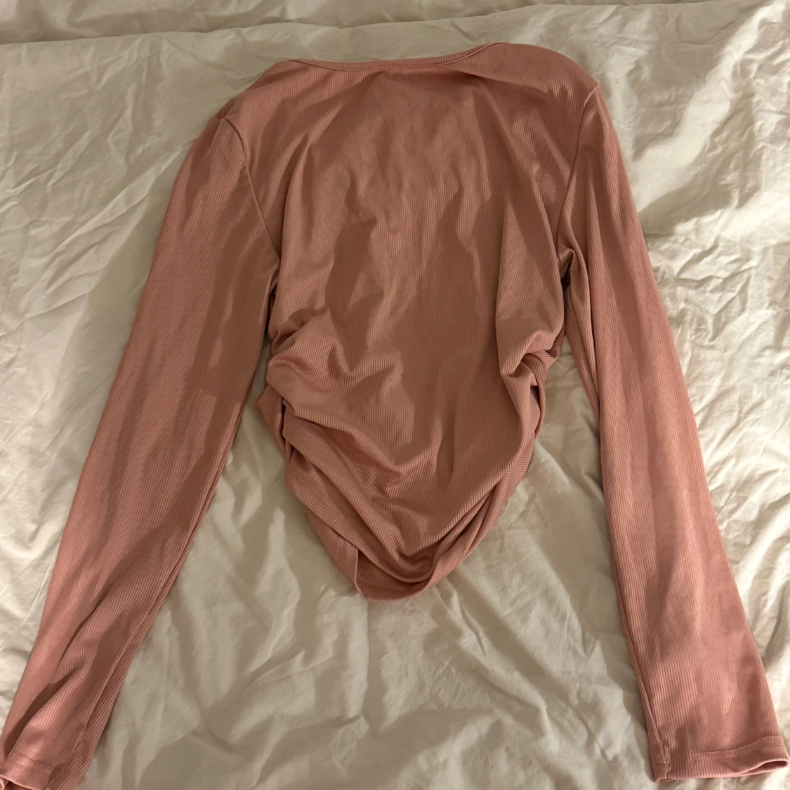 Rosa ribbad långärmad topp från SHEIN - 1