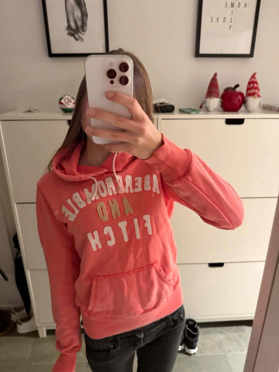 vintage rosa abercrombie & fitch hoodie huvtröja - 1