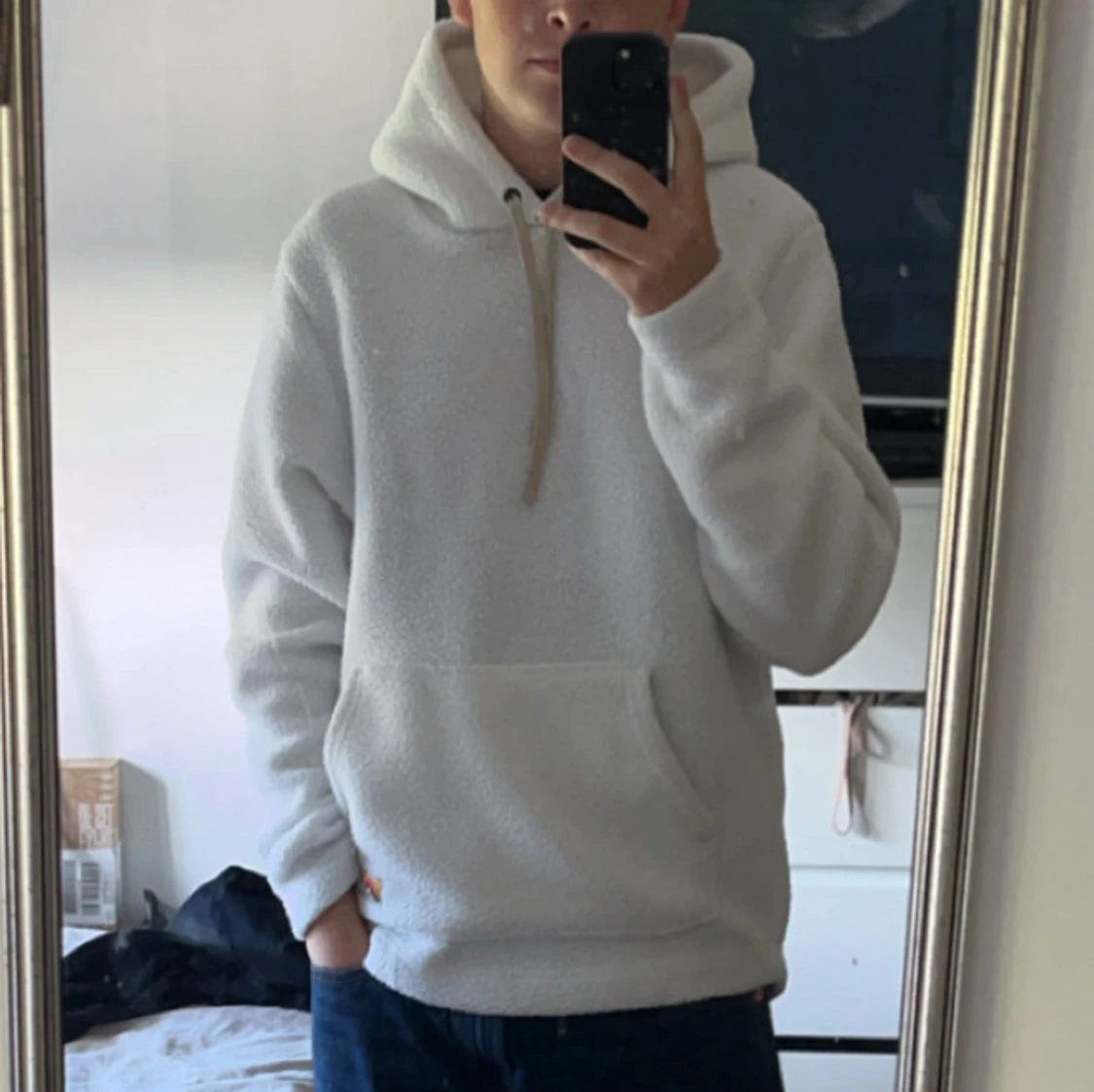 Vit teddy/fleece hoodie från Everest