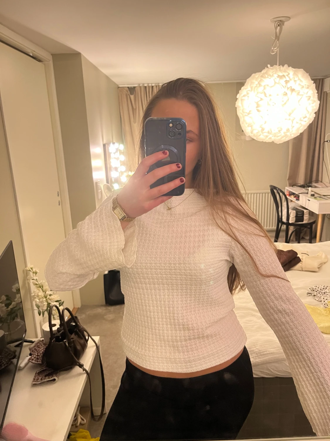 Vit långärmad tröja med vida armar Lager 157 - 4