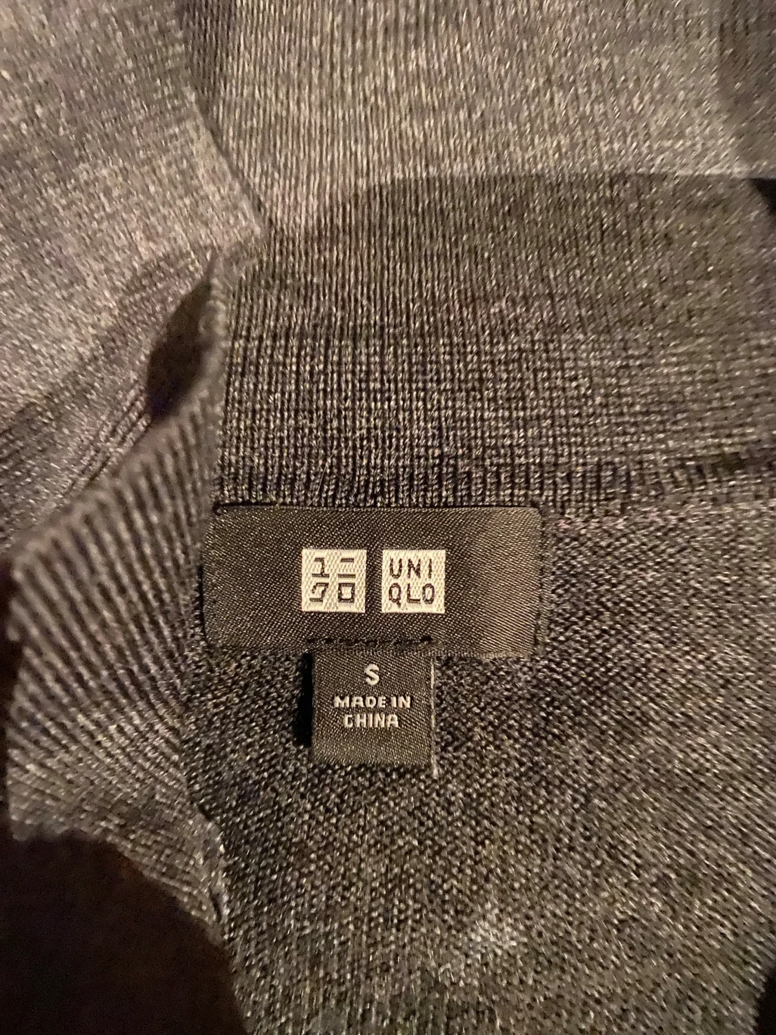 Mörkgrå stickad polotröja Uniqlo S - 1