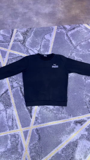 Svart sweatshirt från Puma, S - Svart sweatshirt från Puma med klassisk logga i vitt på bröstet. Tröjan har rund hals, långa ärmar och ribbade muddar vid ärmslut och nederkant. Mjuk insida och stilren design, perfekt för chill eller sportiga dagar.