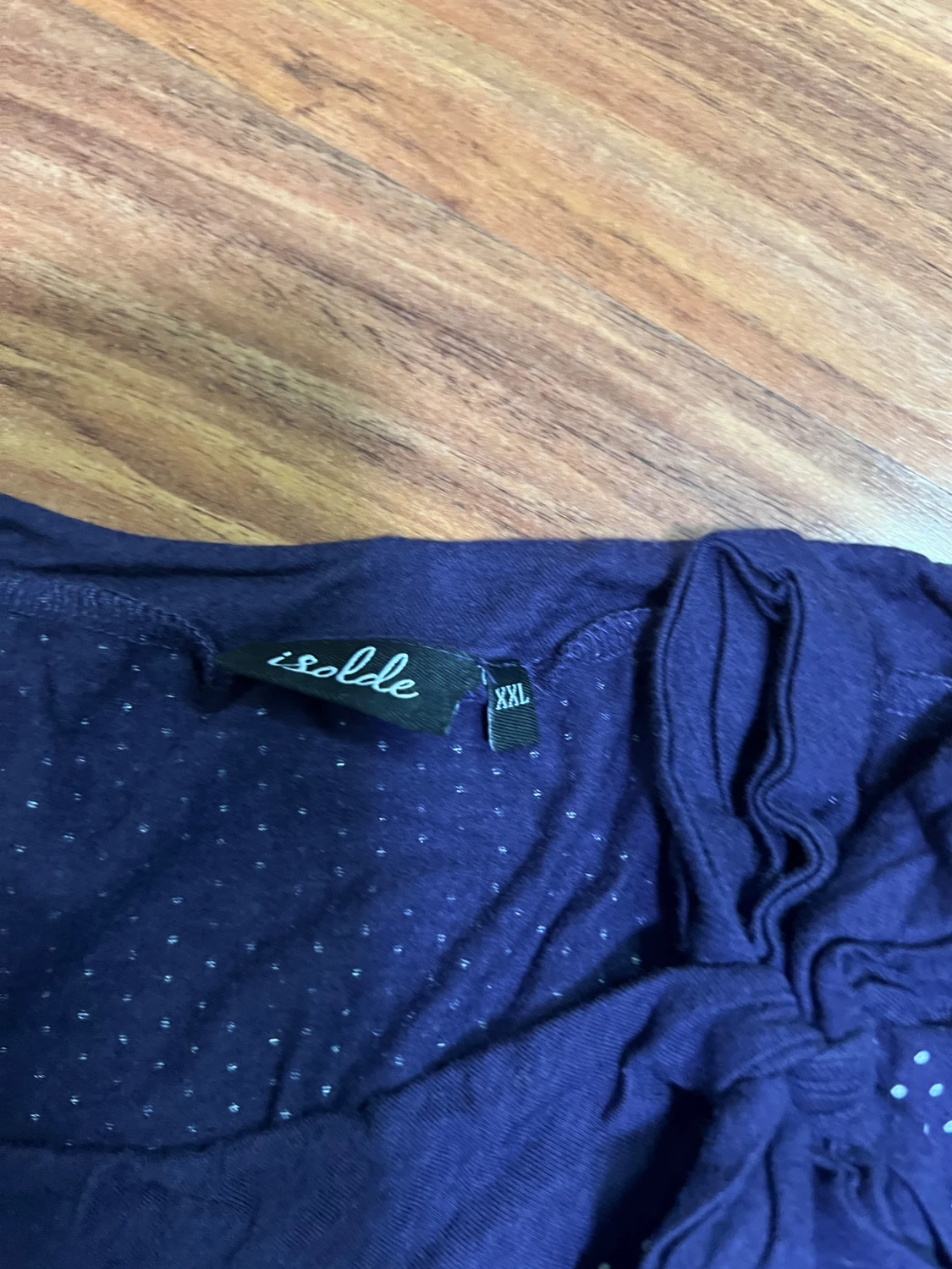 Mörkblå prickig blus med knyt från Isolde - 3