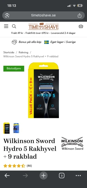 Wilkinson Sword rakhyvel HANDTAG - Rakhyvel. Säljer endast handtaget alltså inga rakblad kommer med!!