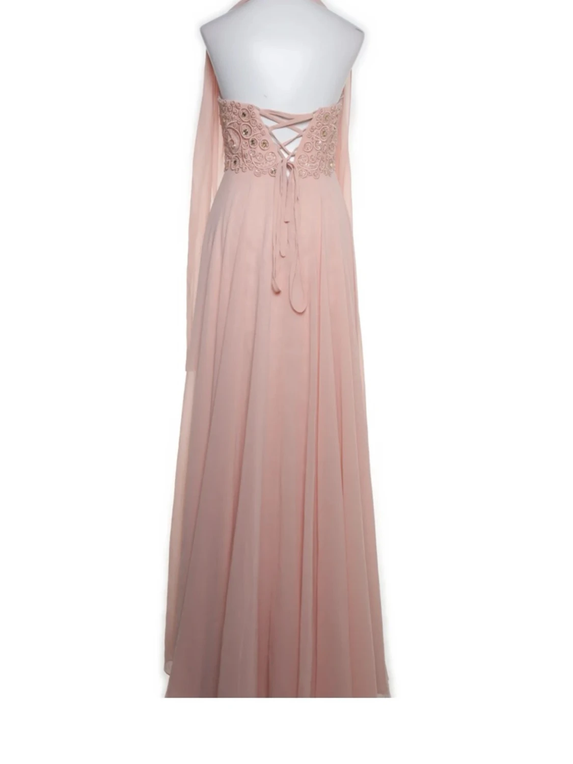 Ljusrosa långklänning med broderier - 2