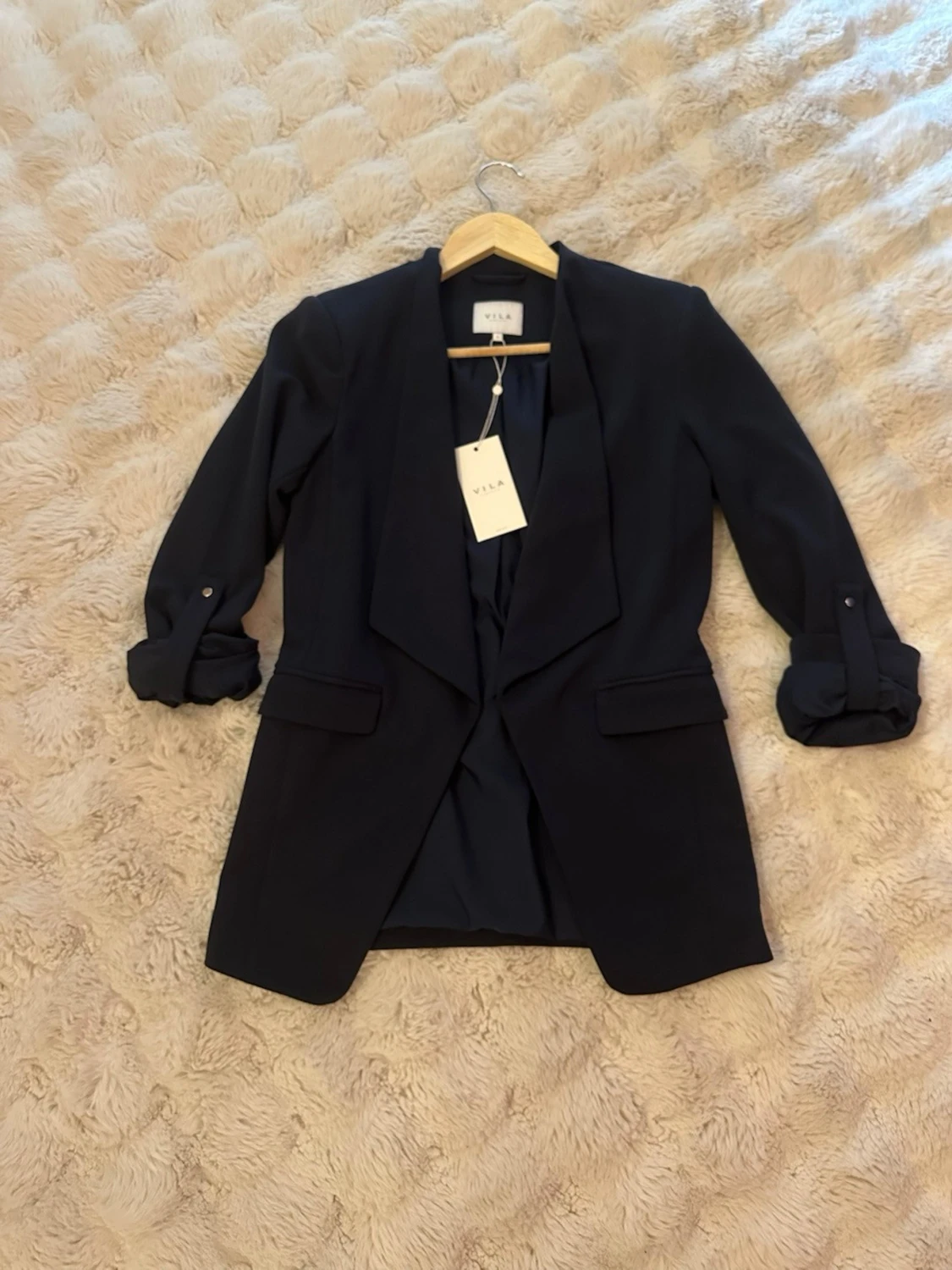 Mörkblå lång kavaj från Vila, strl 34