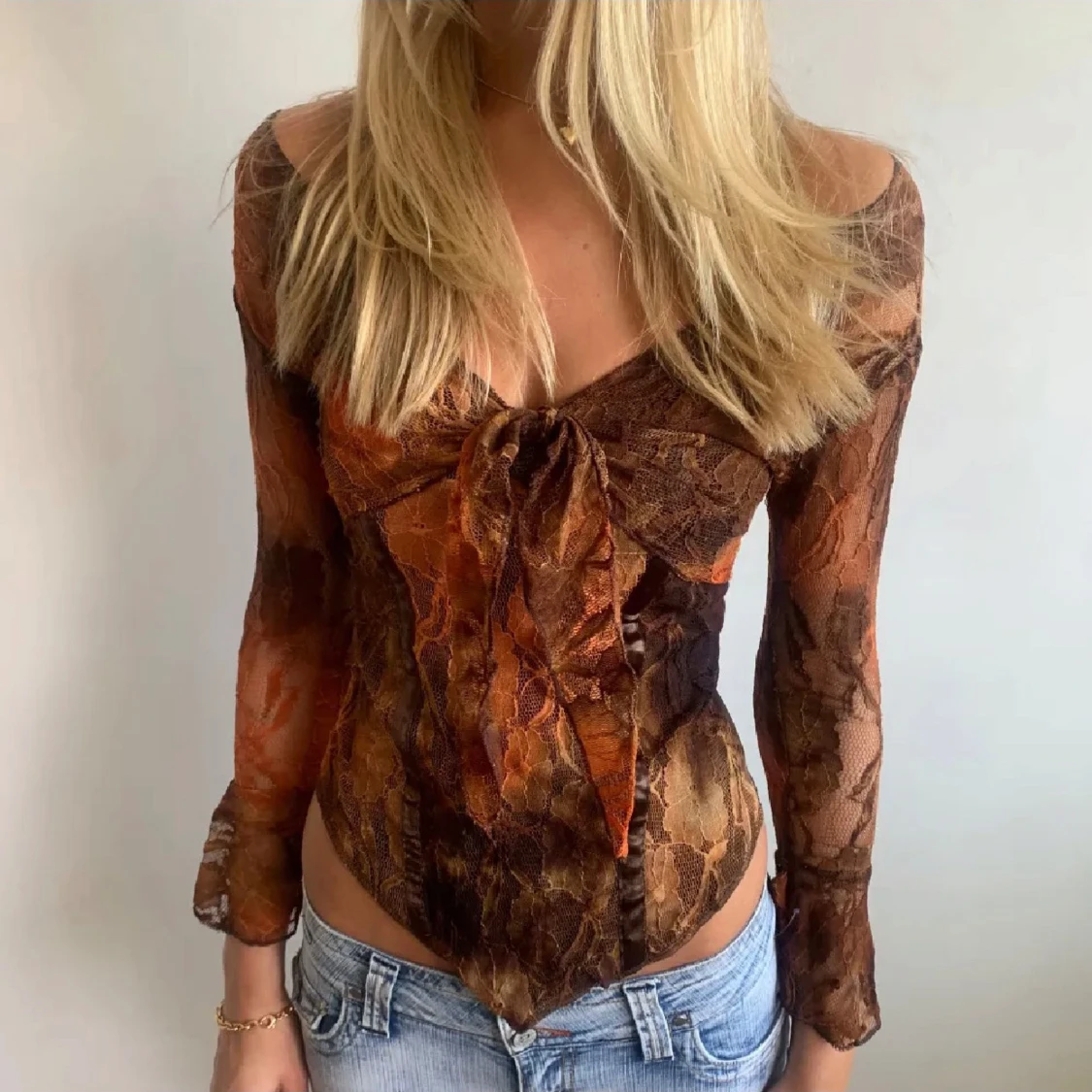 2 delat sett spets topp & spets knyt bolero topp