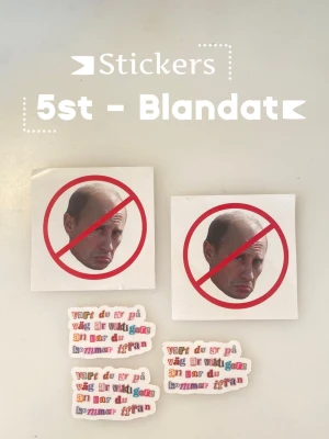 Blandade stickers - 5st blandade stickers. Två anti Putin och tre där det står ”vart du är påväg är viktigare än var du kommer ifrån”