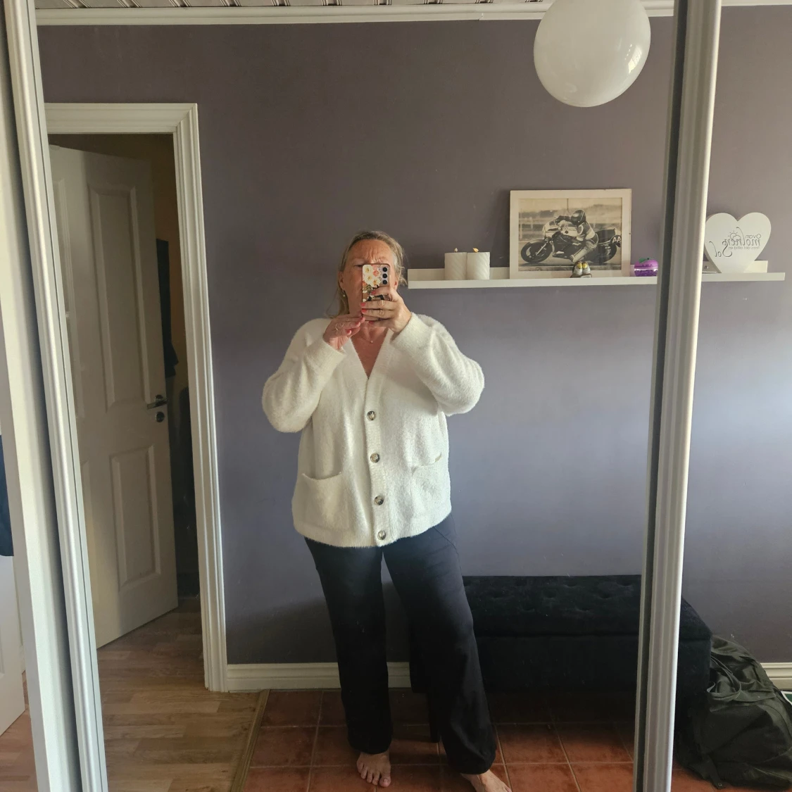 Vit kofta från H&M i storlek XL