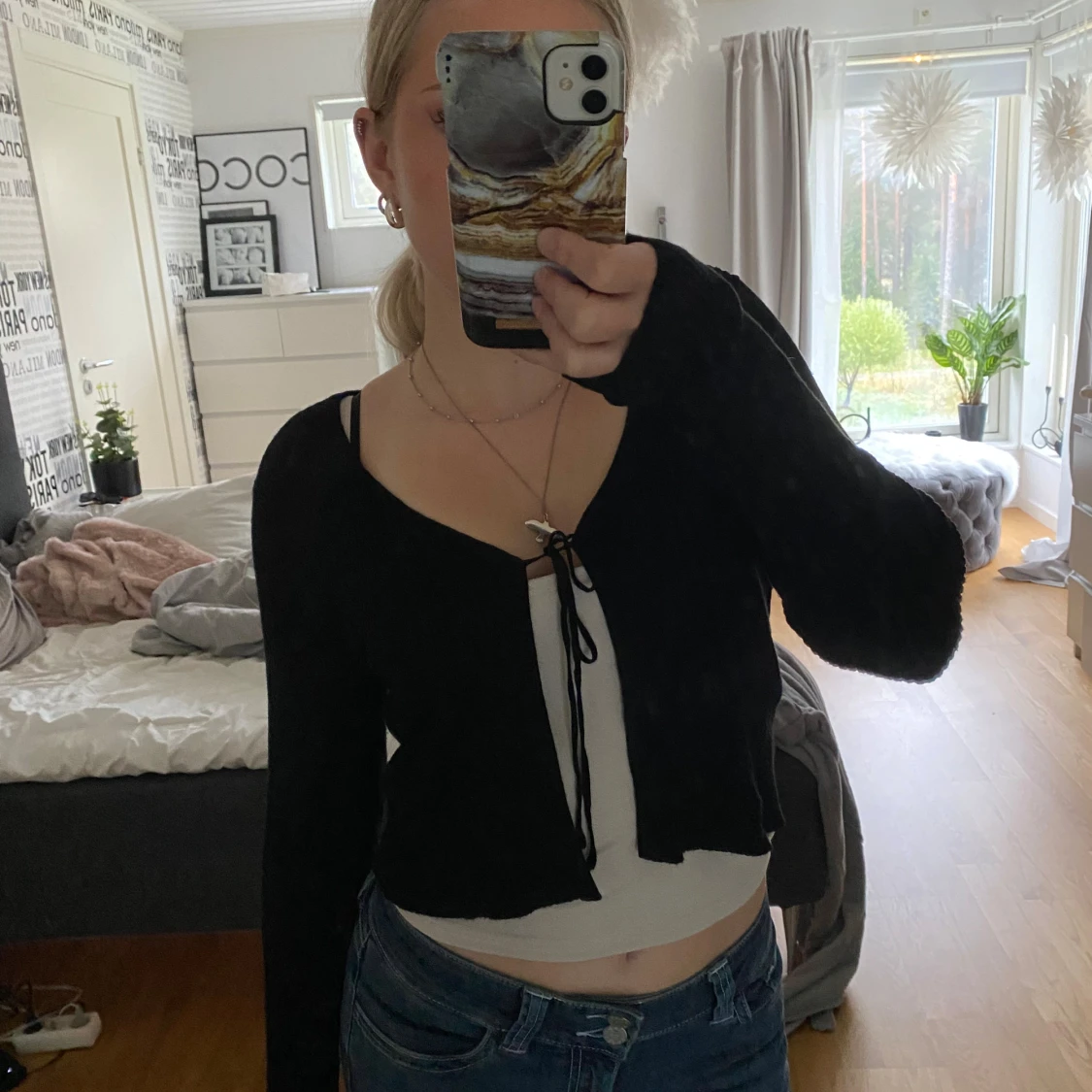 Svart ribbad kofta från Vero Moda