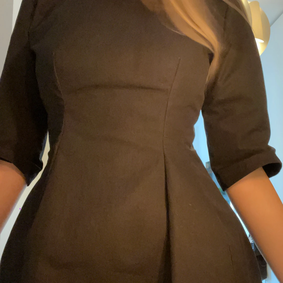 Svart peplumtopp med trekvartsärm - 2