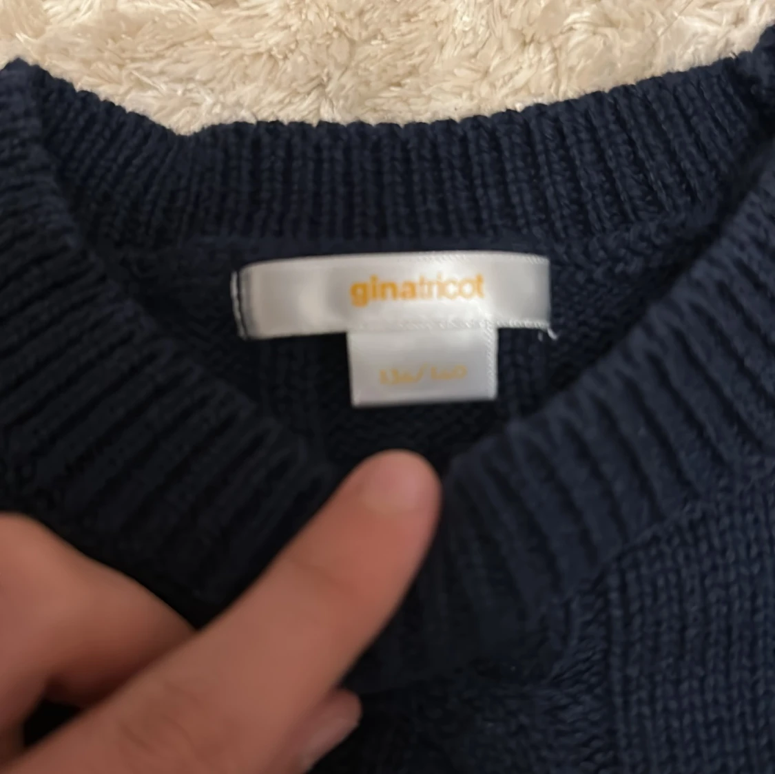 Mörkblå stickad tröja Gina Tricot - 1