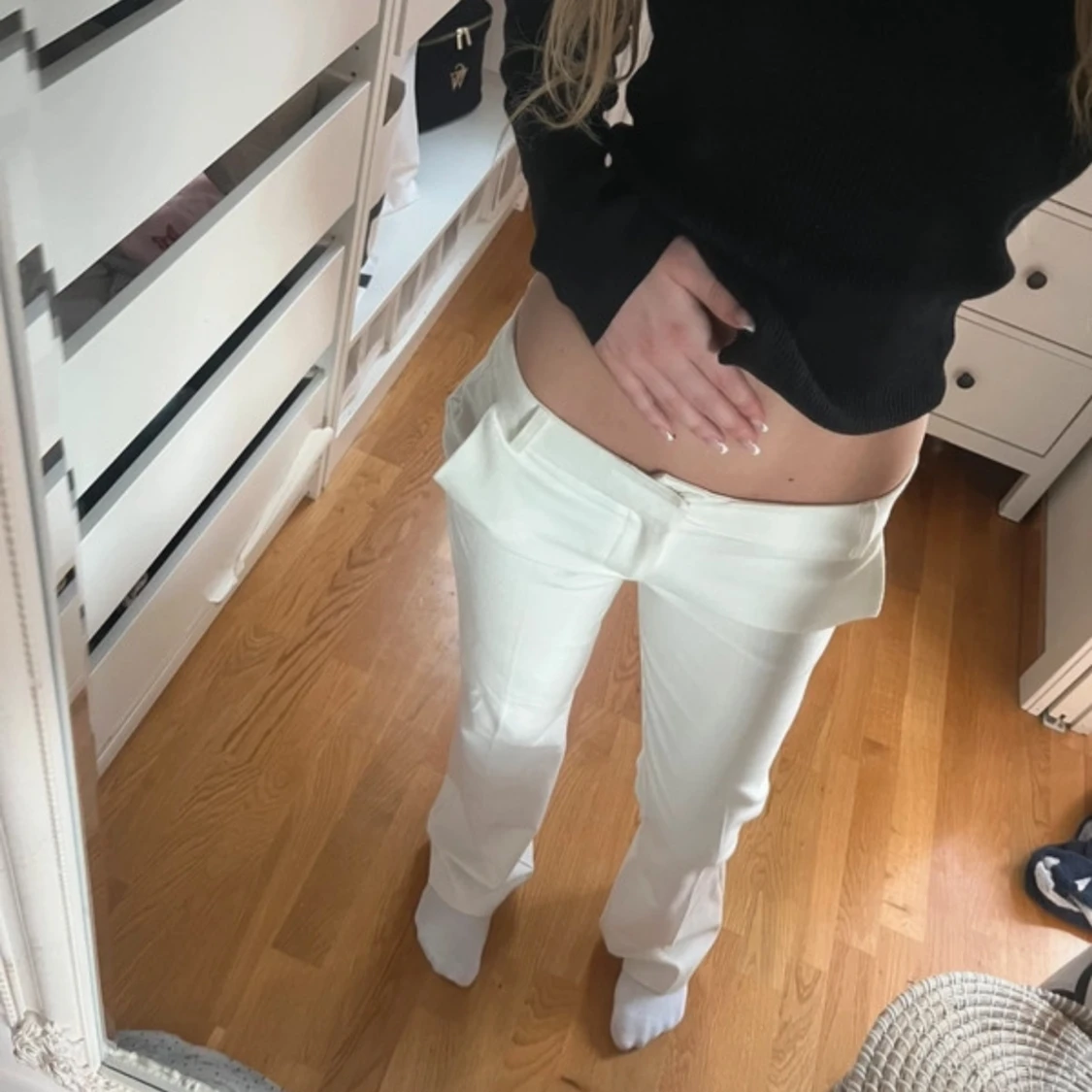 Vita lågmidjade kostymbyxor - 2