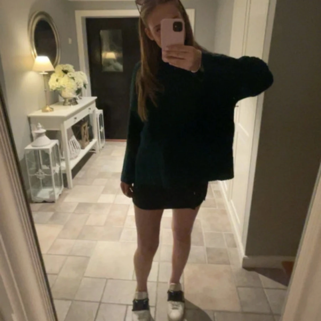 Mörkgrön stickad polotröja - 2