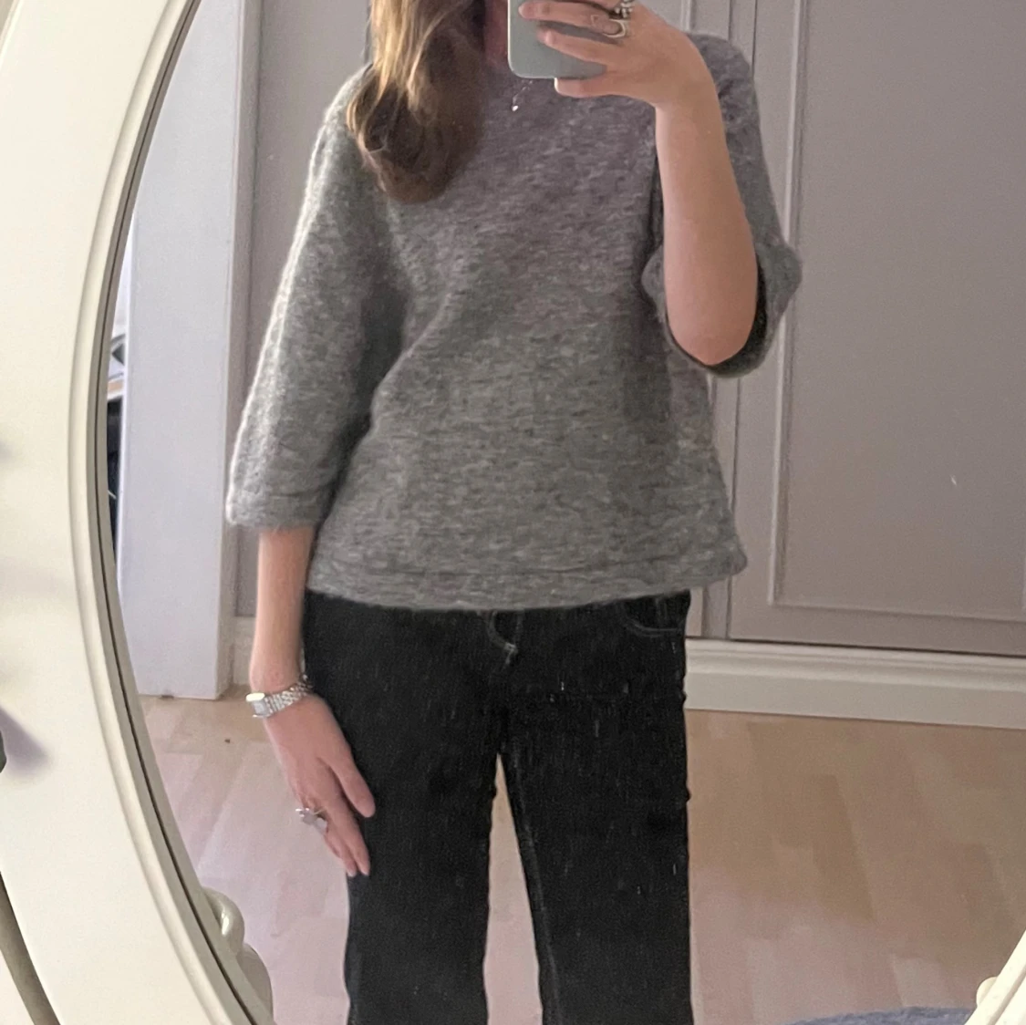 Trekvartsärmad stickad tröja  - 1