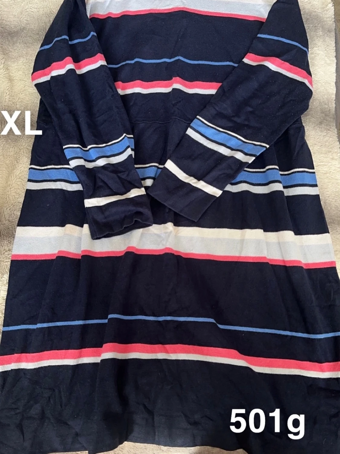 Randig långärmad klänning XL