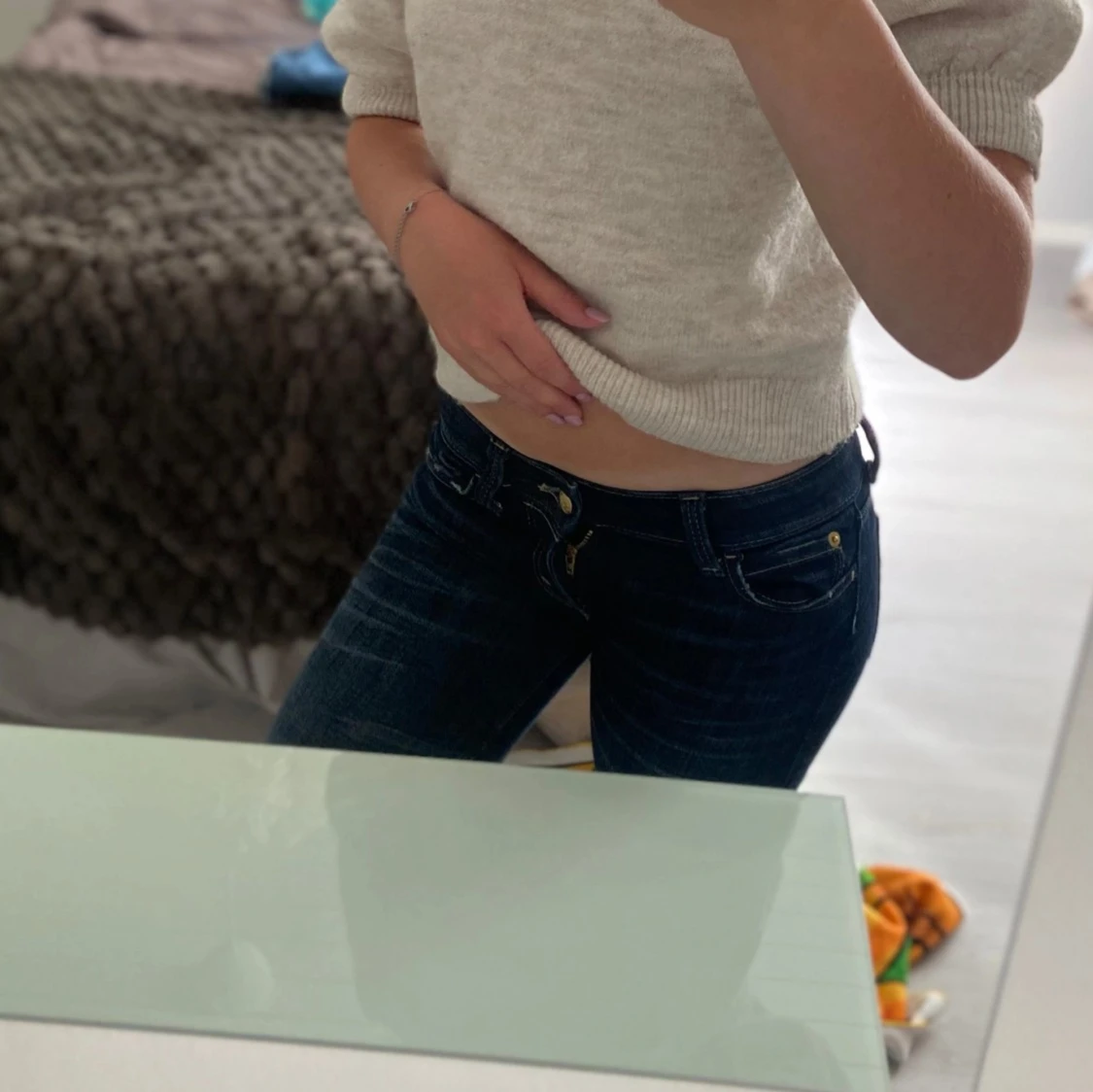 Mörkblå bootcut jeans  - 2