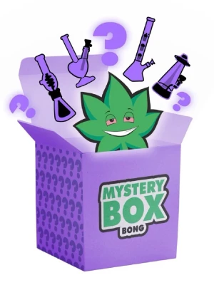 Mystery Bong Box.  - Mystery Bong Box innehållande olika glasbongar. Alla är tillverkade i glas, är minst 30cm och har olika former och detaljer för en unik upplevelse. Levereras komplett, inkl kopp och downpipe!