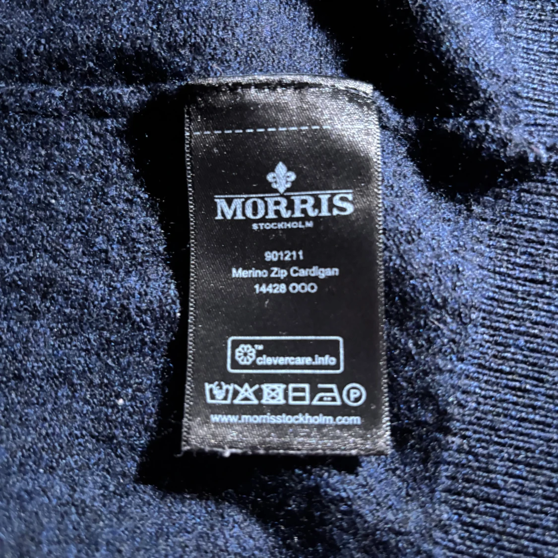 Mörkblå merinoull Zip-up från Morris - 2