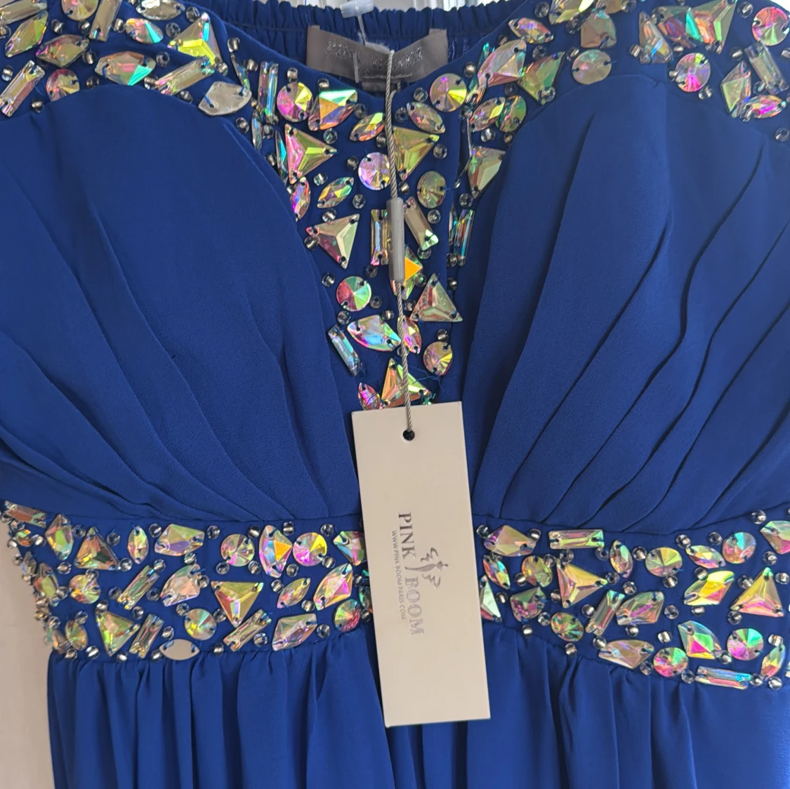 Blå långklänning med strass från Pink Room - 3