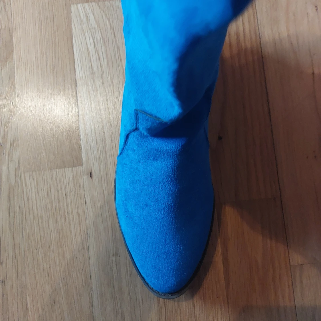 Blå mock-cowboy skor med låg klack - 3