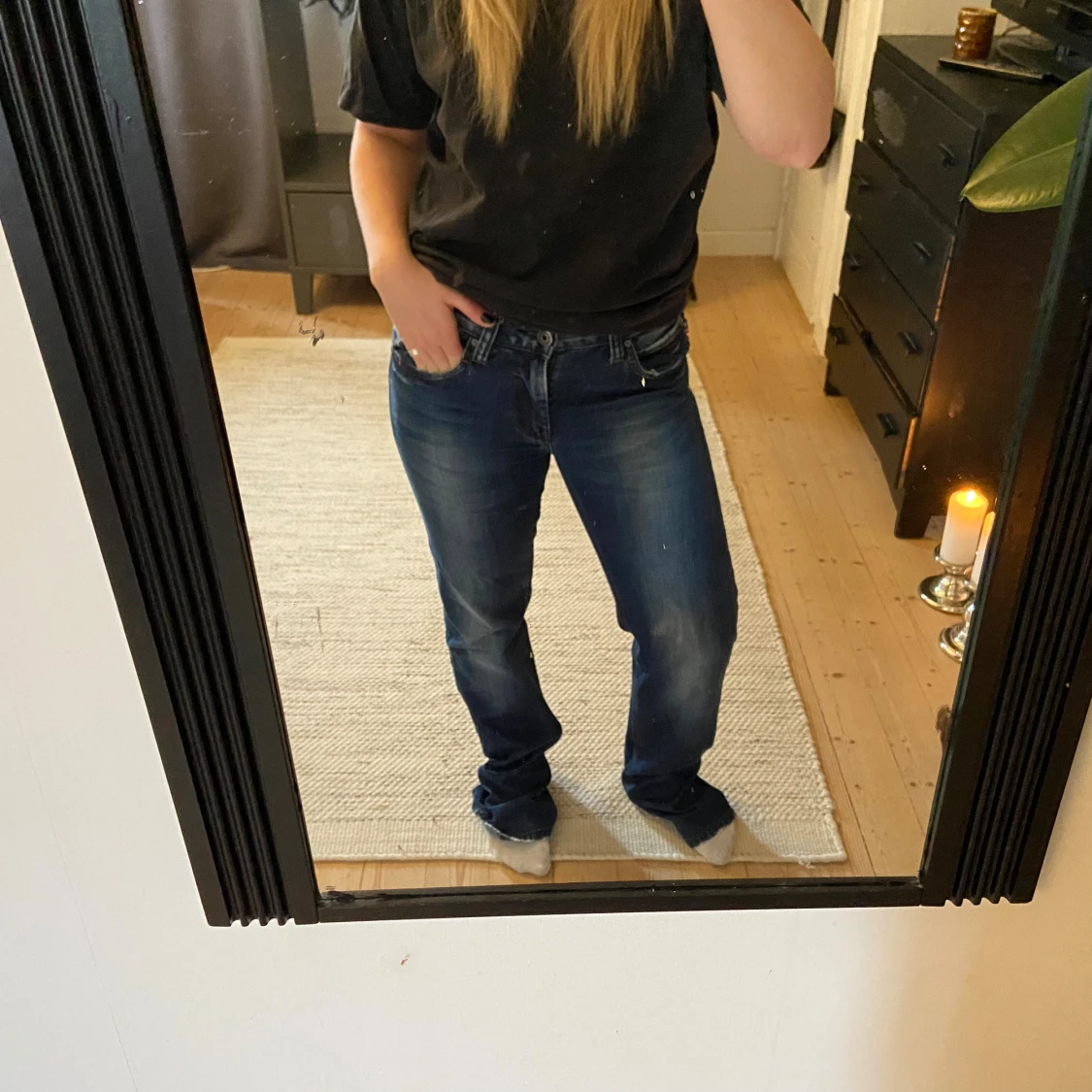 Blå raka jeans  - 3