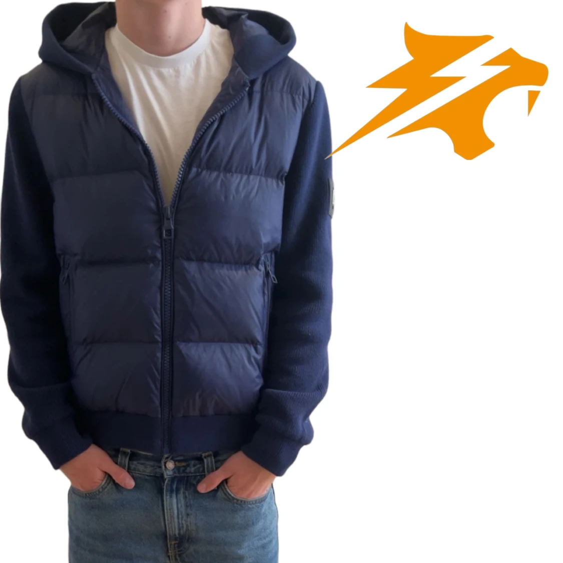 Blå Cardigan med huva från Bvaldi