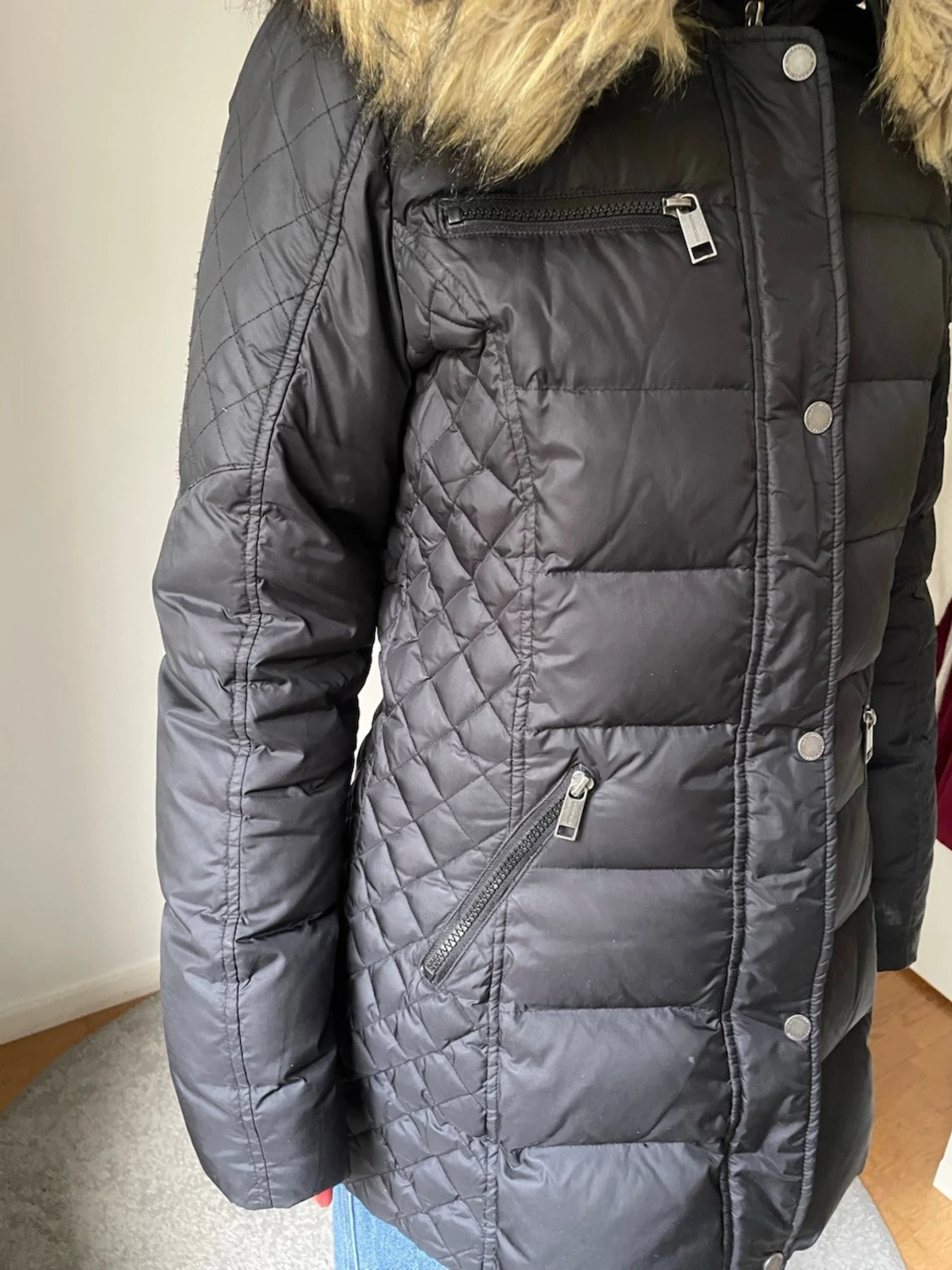 Svart Rockandblue dunjacka med fuskpäls - 2