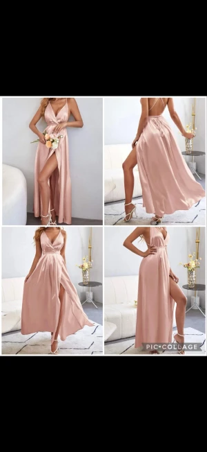Ljusrosa långklänning med slits - Världens finaste klänning!! ✨💗 Rosa satinklänning som aldrig blivit använd, perfekt som balklänning✨