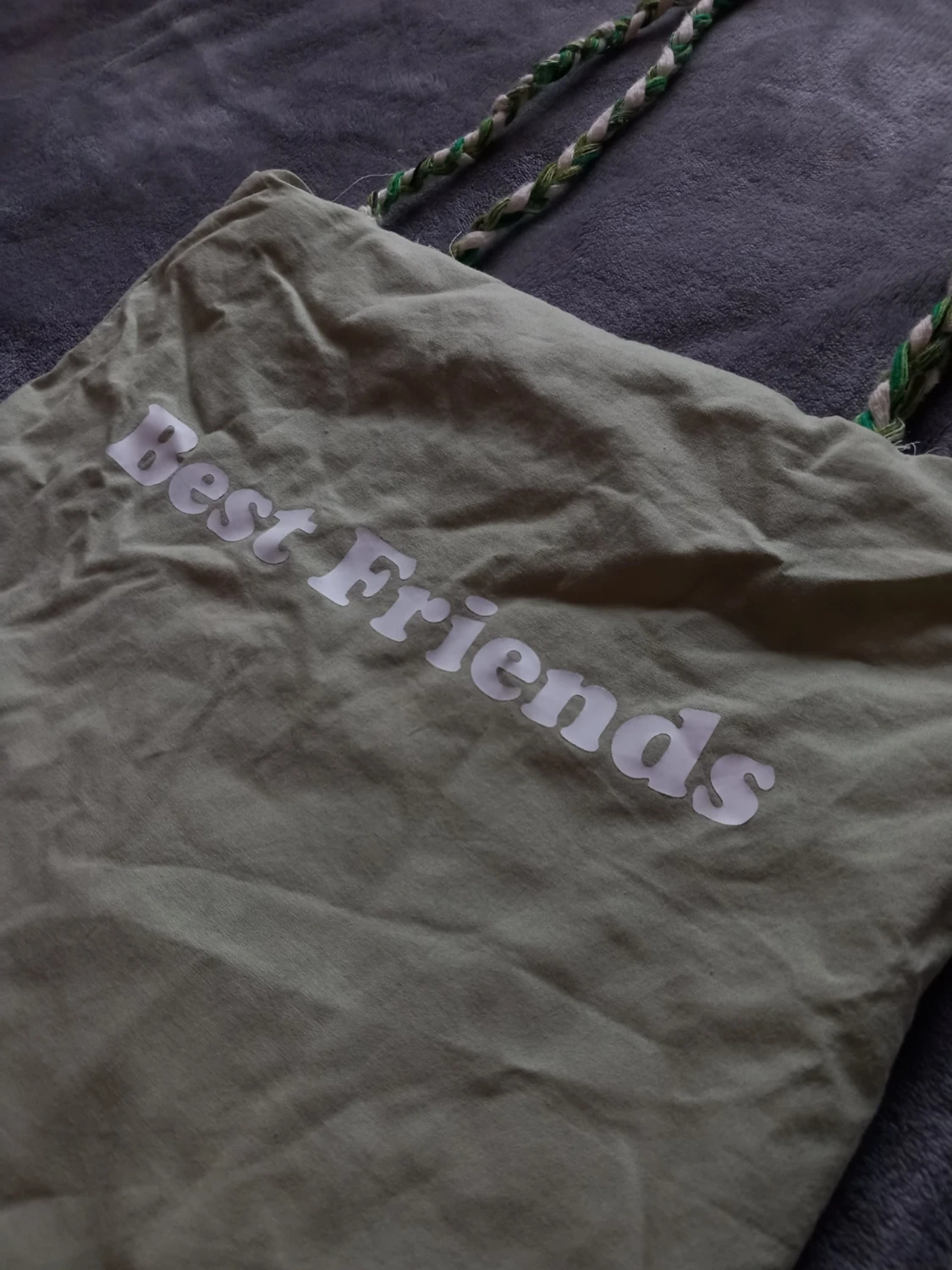 Ljusgrön handgjord shoppingväska med flätade handtag - 1