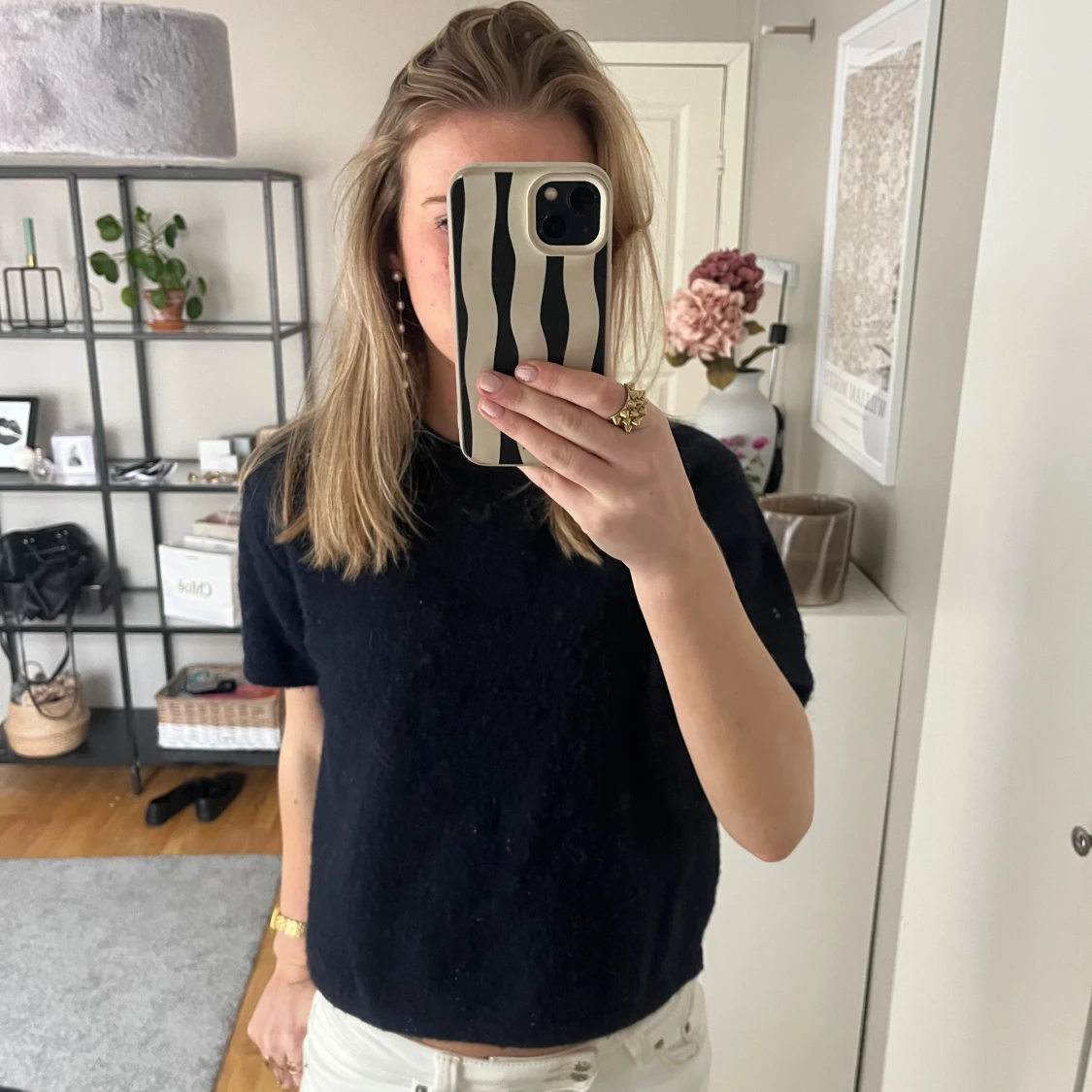 Mörkblå stickad topp Gina Tricot - 1