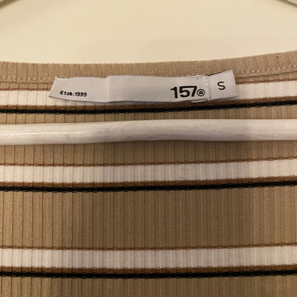 Beige och vit randig långklänning 157 - 4