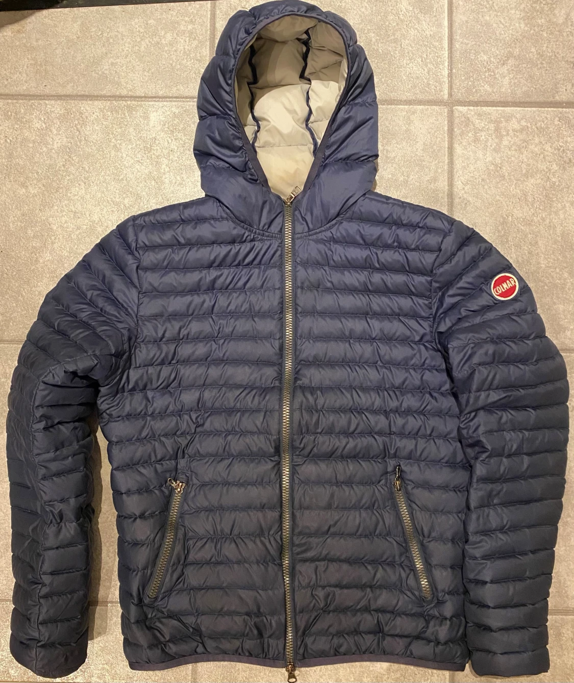 Mörkblå Colmar dunjacka med huva